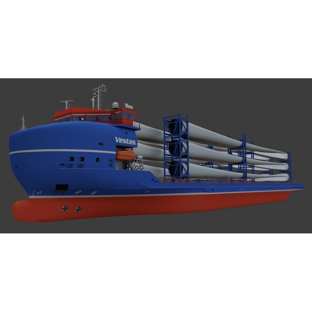 Heavy Load Carrier Ship 3D Model – Low Poly Industrial Watercraft, Blender - View 8