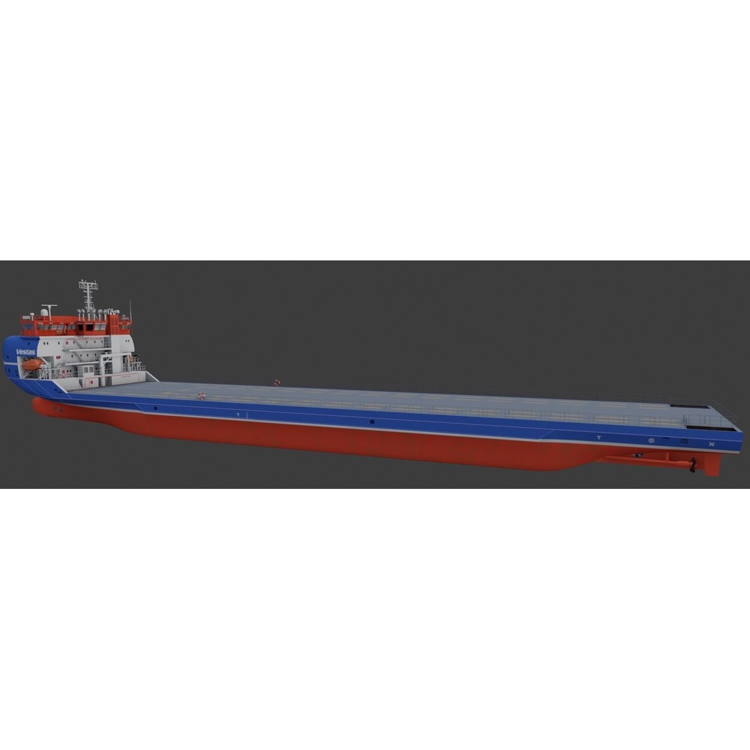 Heavy Load Carrier Ship 3D Model – Low Poly Industrial Watercraft, Blender - View 9