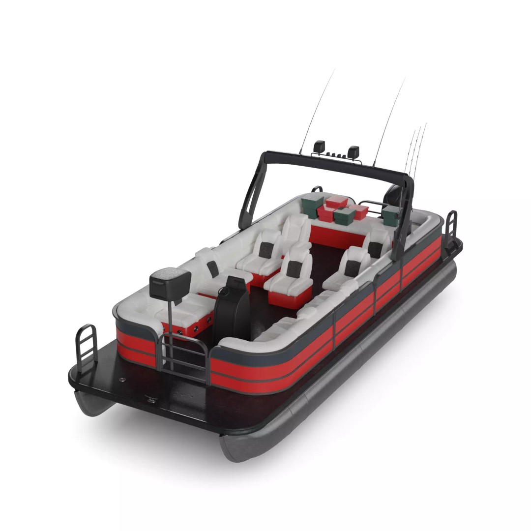 Leisure Pontoon 3D Model – Realistic Fishing Boat with PBR Textures
