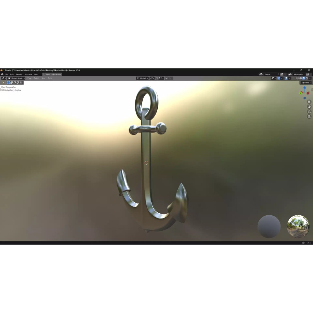 Steel Anchor 3D Model – Low Poly PBR Game Asset, FBX, OBJ - View 10