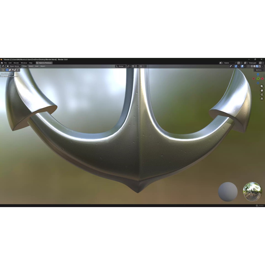 Steel Anchor 3D Model – Low Poly PBR Game Asset, FBX, OBJ - View 11