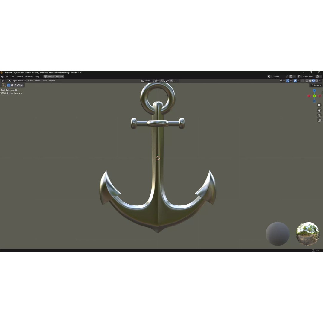 Steel Anchor 3D Model – Low Poly PBR Game Asset, FBX, OBJ - View 12