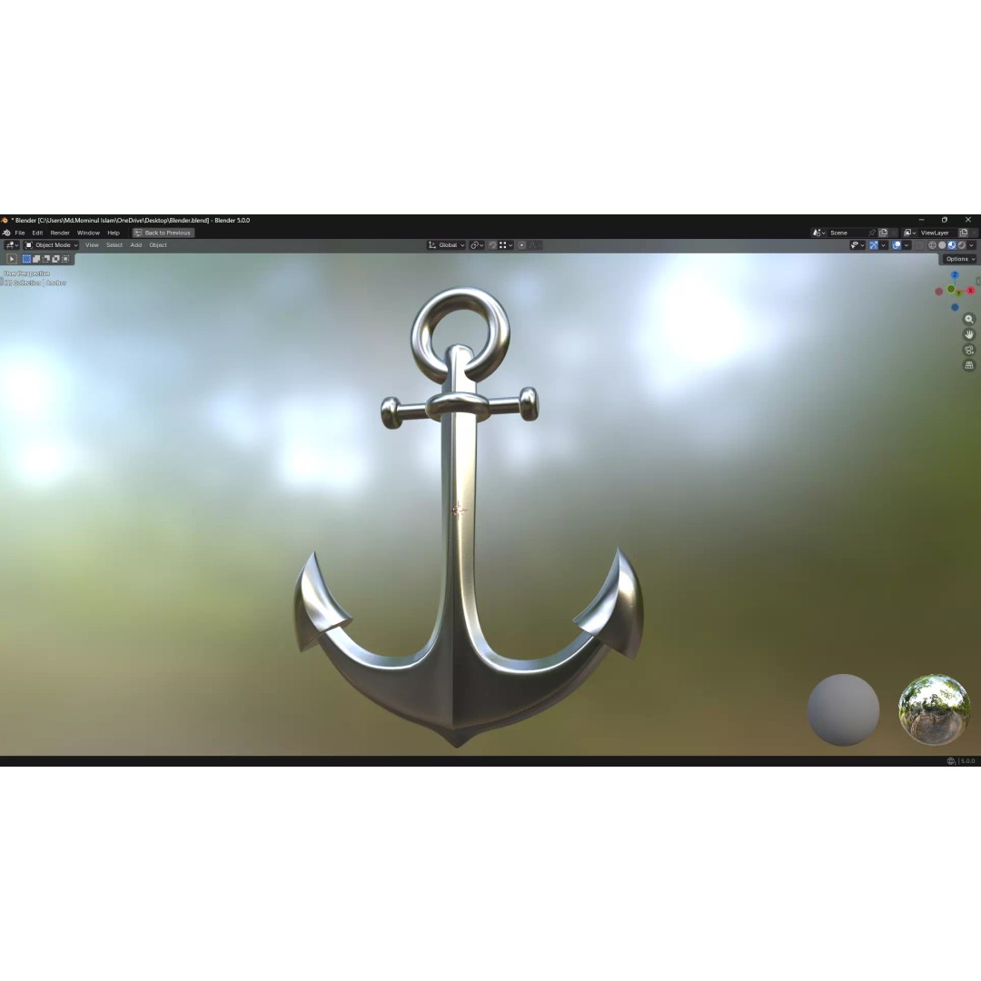Steel Anchor 3D Model – Low Poly PBR Game Asset, FBX, OBJ - View 13