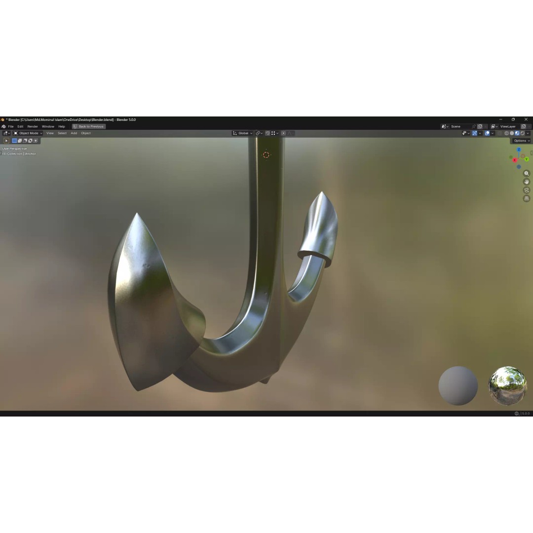 Steel Anchor 3D Model – Low Poly PBR Game Asset, FBX, OBJ - View 14