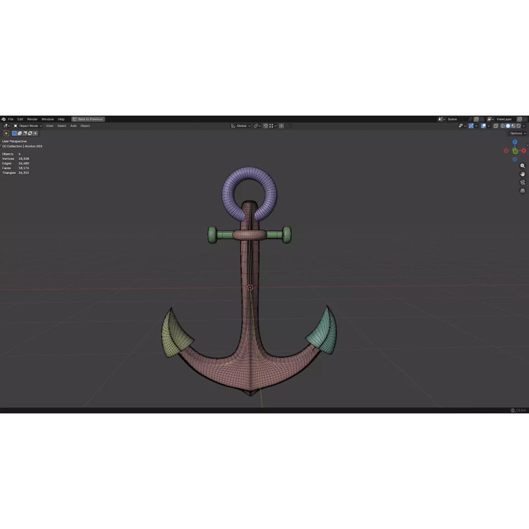 Steel Anchor 3D Model – Low Poly PBR Game Asset, FBX, OBJ - View 25