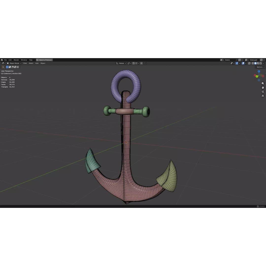 Steel Anchor 3D Model – Low Poly PBR Game Asset, FBX, OBJ - View 30