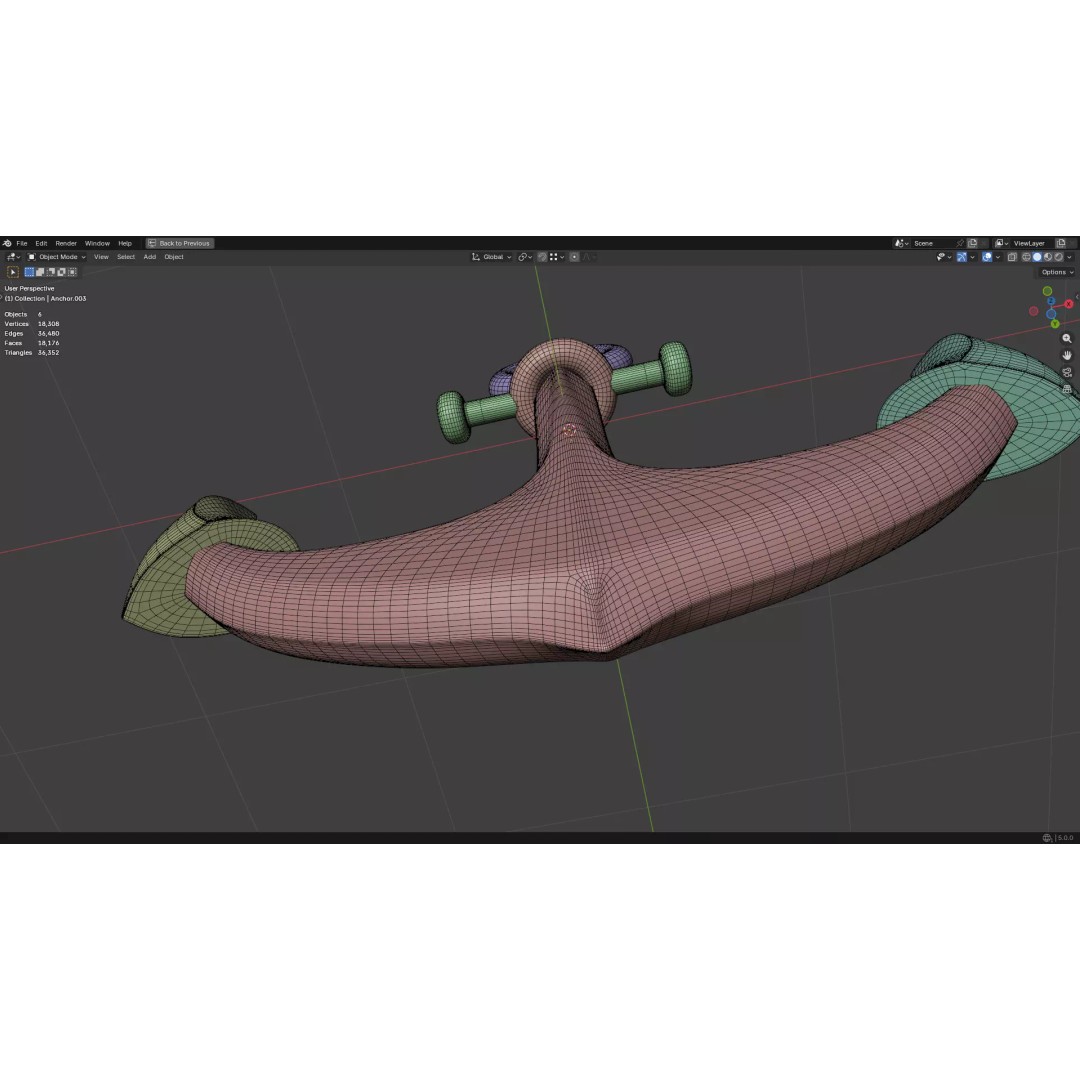 Steel Anchor 3D Model – Low Poly PBR Game Asset, FBX, OBJ - View 40