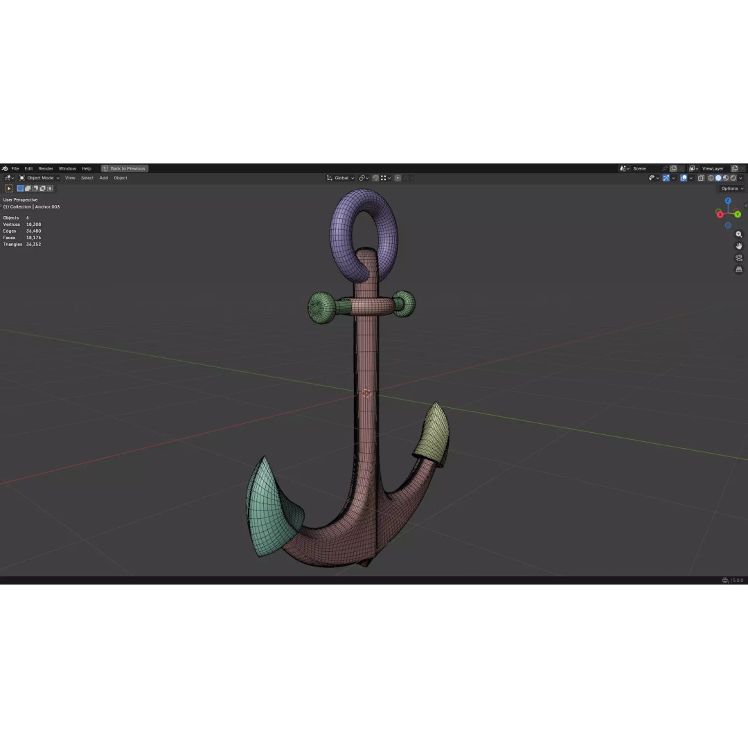 Steel Anchor 3D Model – Low Poly PBR Game Asset, FBX, OBJ - View 44
