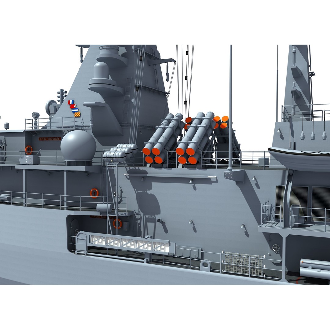 TCG ORUCREIS Turkish Meko Class Frigate 3D Model – High Poly Game Asset, FBX - View 10