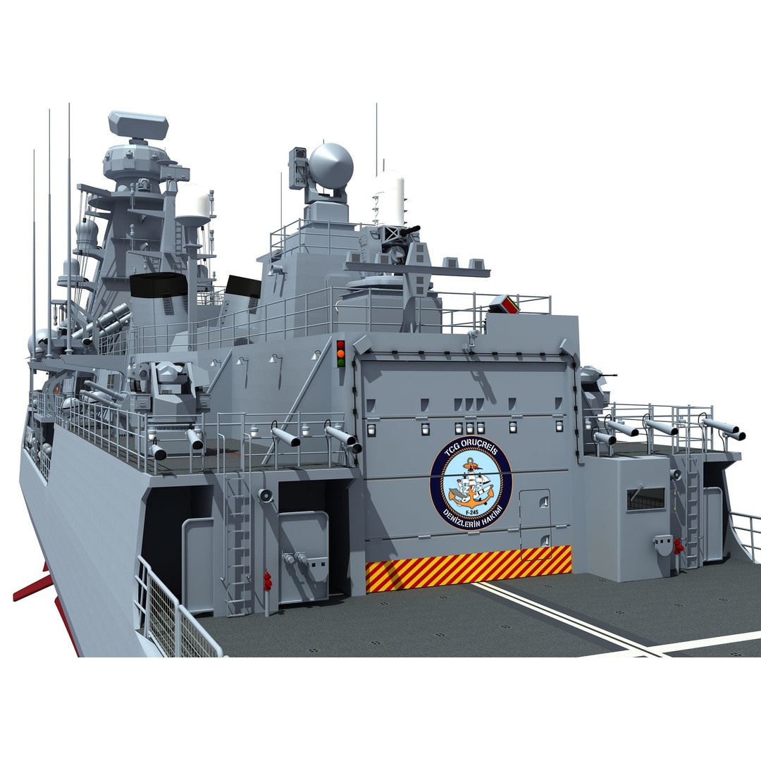 TCG ORUCREIS Turkish Meko Class Frigate 3D Model – High Poly Game Asset, FBX - View 20