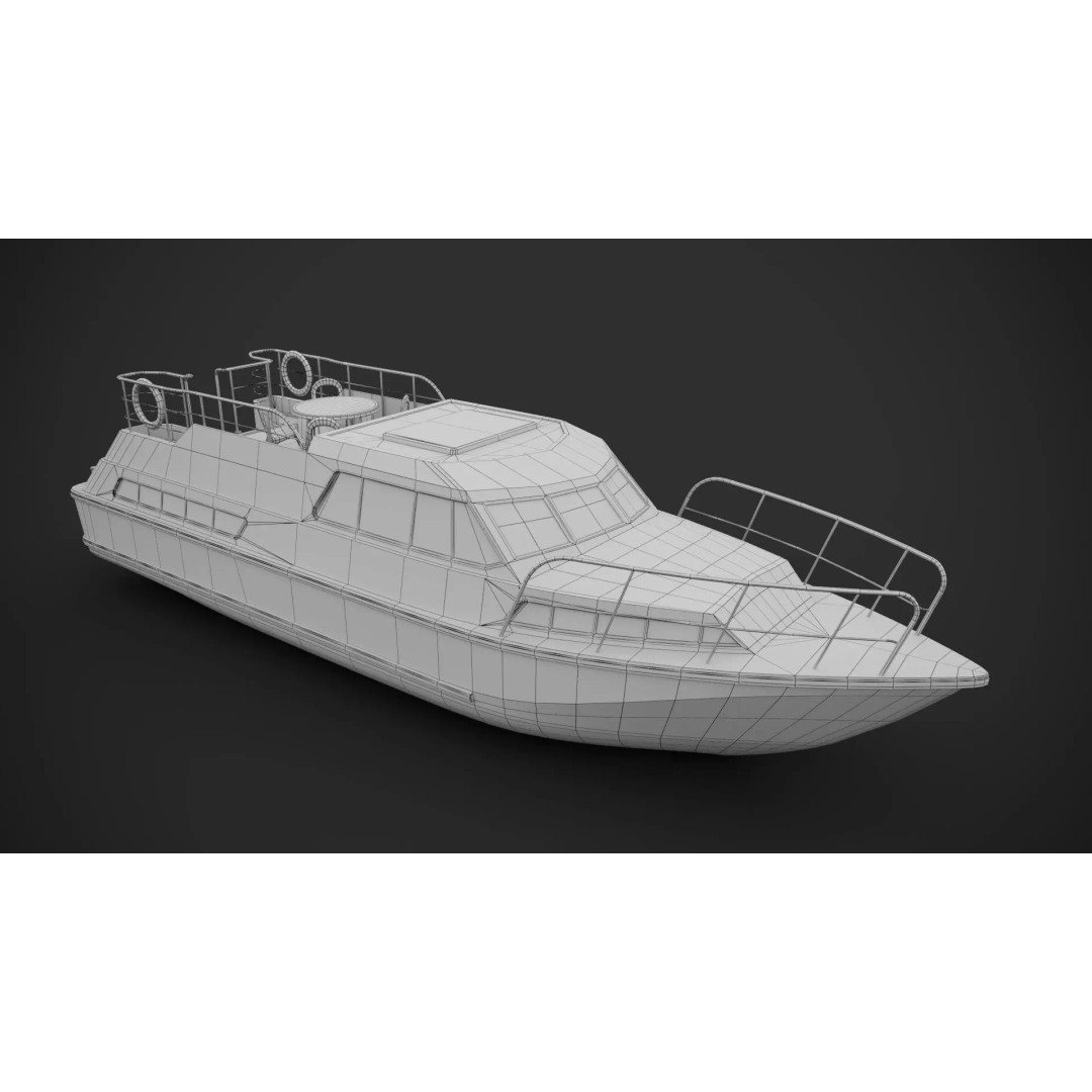 Holiday Motorboat 3D Model – Low Poly PBR Asset for Archviz