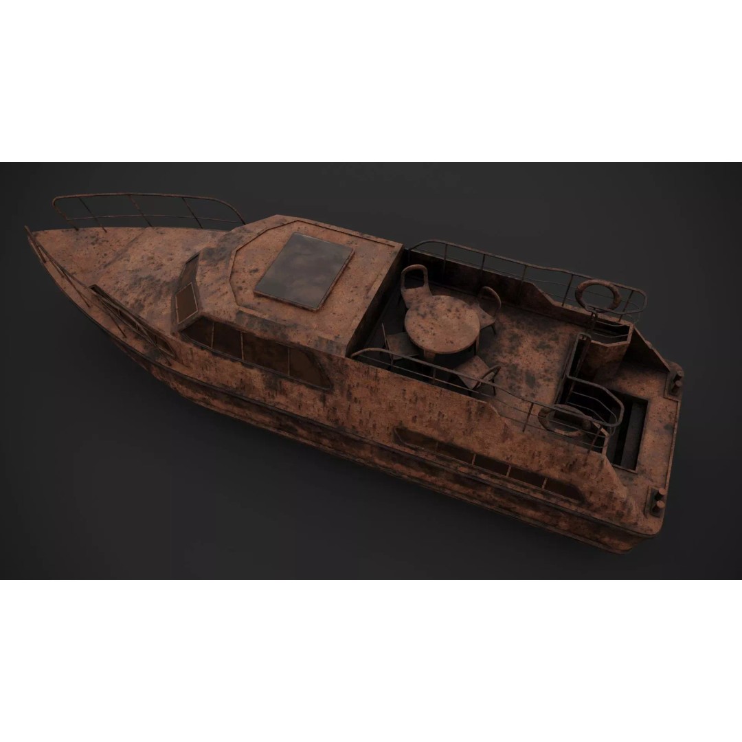 Holiday Motorboat 3D Model – Low Poly PBR Asset for Archviz - View 11