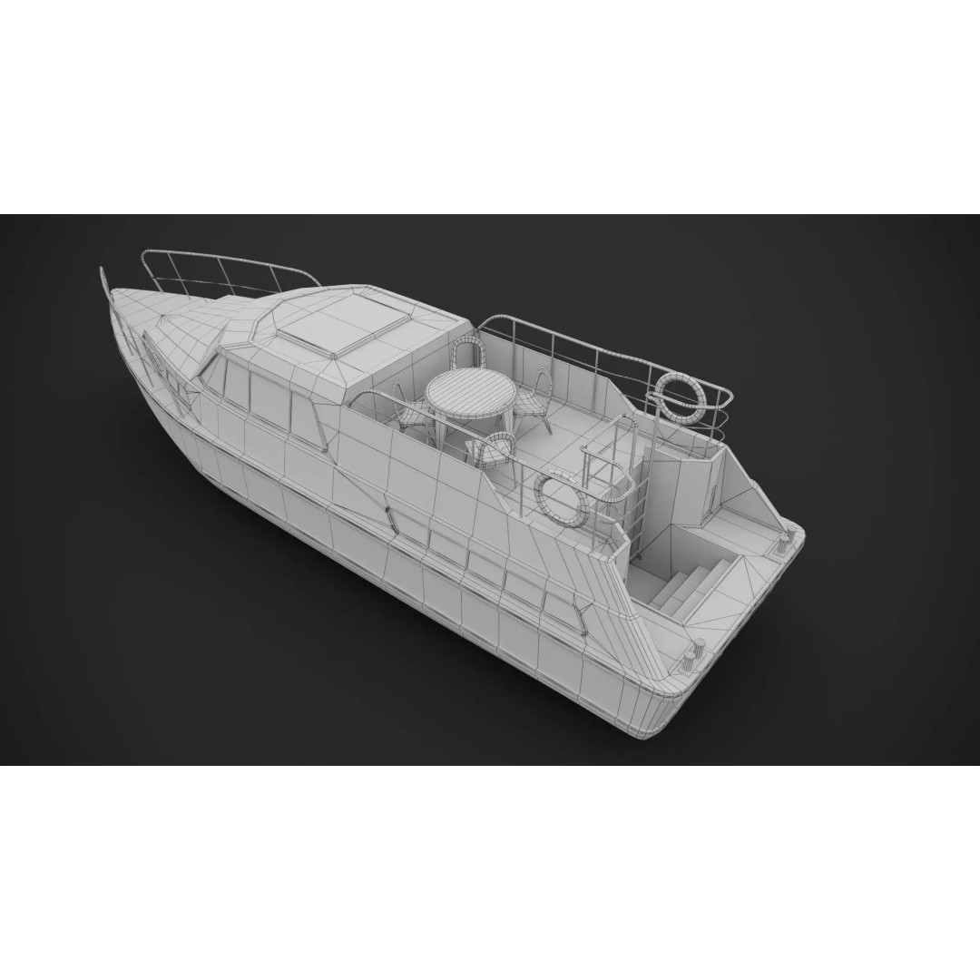 Holiday Motorboat 3D Model – Low Poly PBR Asset for Archviz - View 13