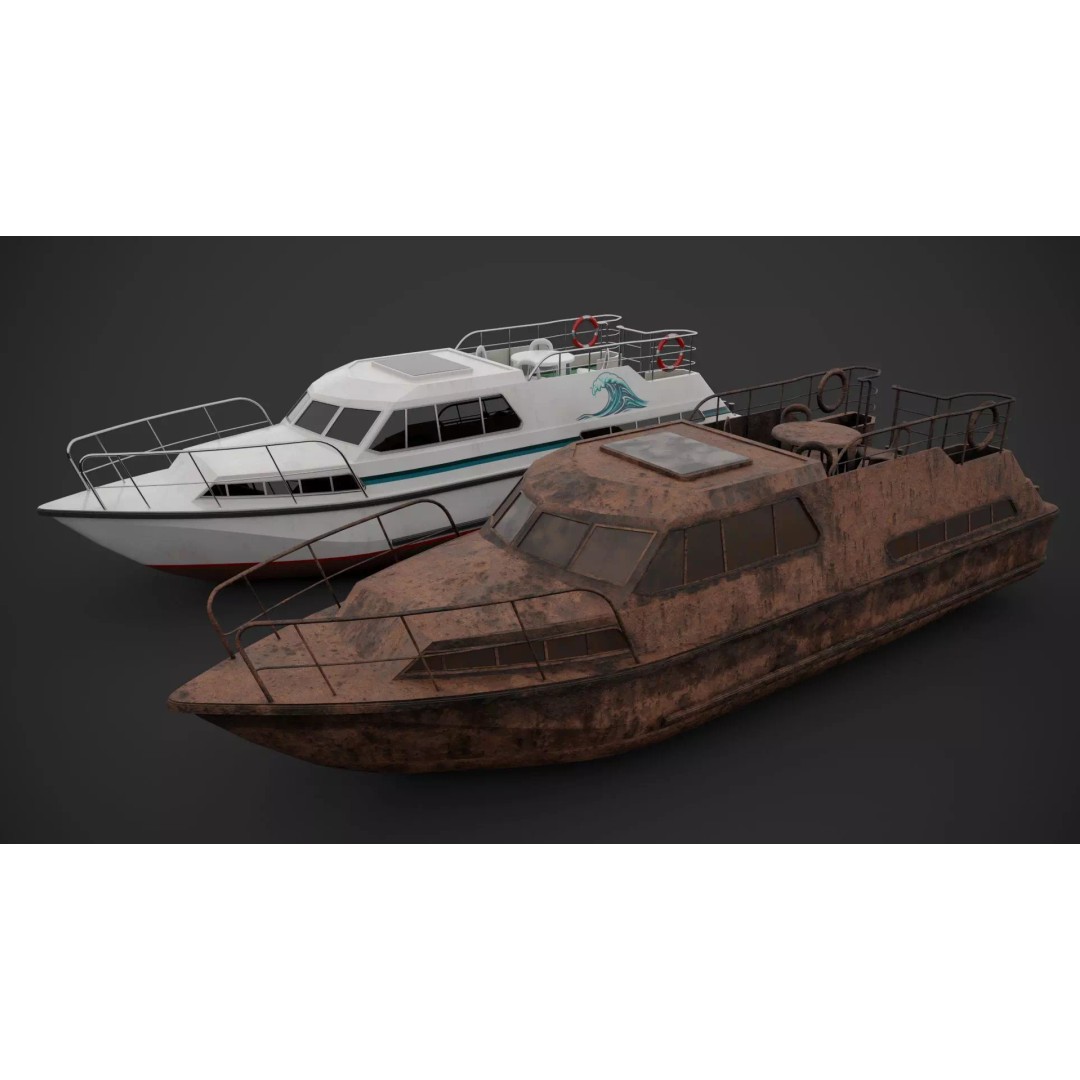 Holiday Motorboat 3D Model – Low Poly PBR Asset for Archviz - View 3