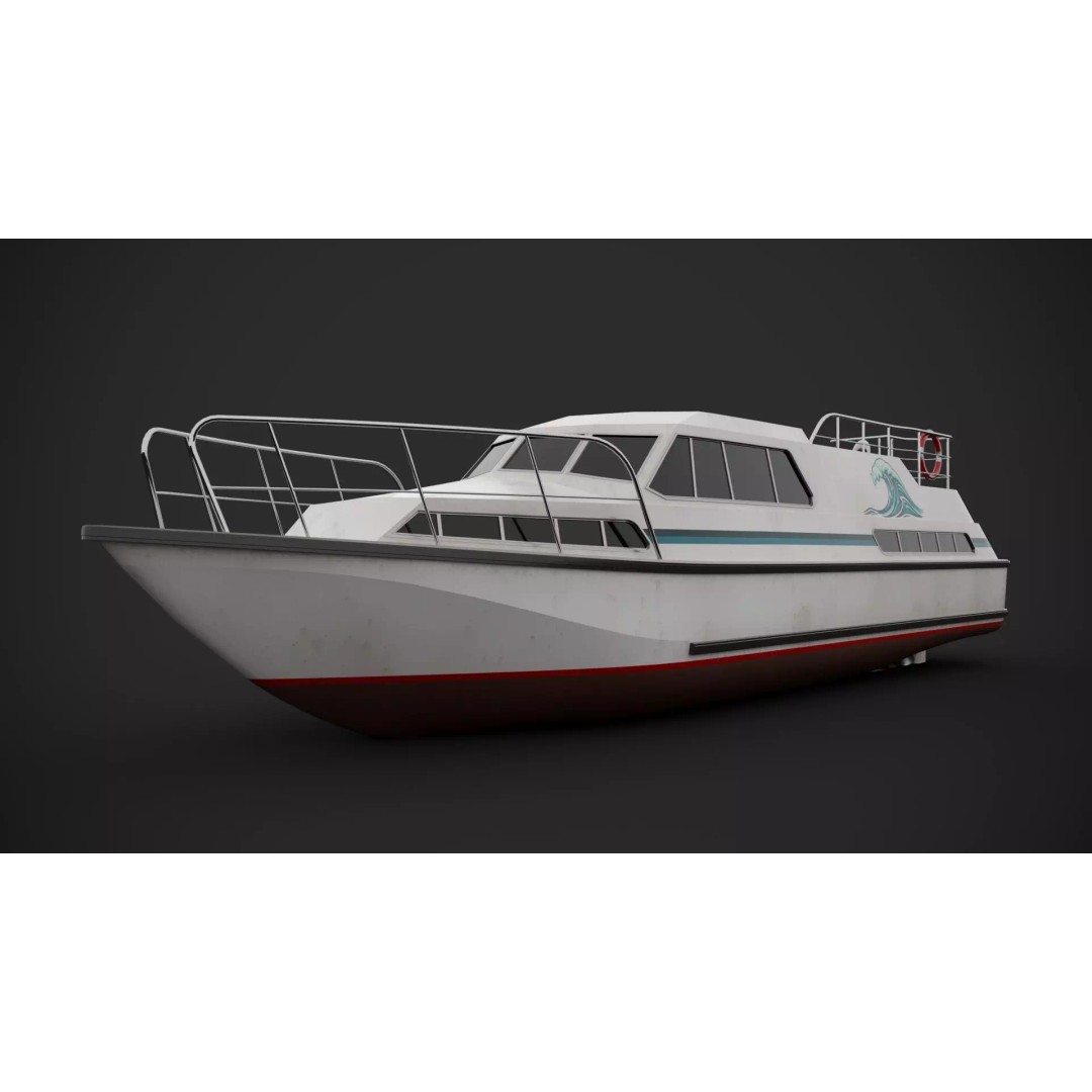 Holiday Motorboat 3D Model – Low Poly PBR Asset for Archviz - View 5