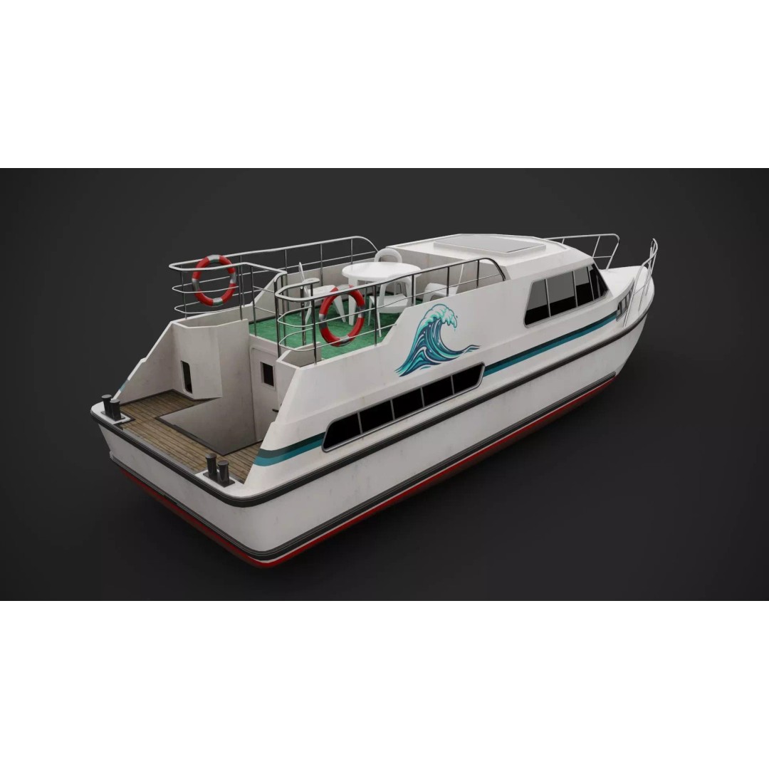 Holiday Motorboat 3D Model – Low Poly PBR Asset for Archviz - View 7
