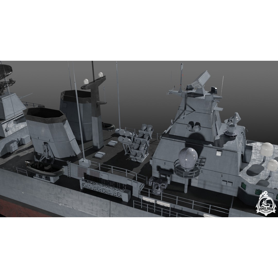 Brandenburg Class Frigate 3D Model – Low Poly Game Ready, FBX, OBJ - View 10