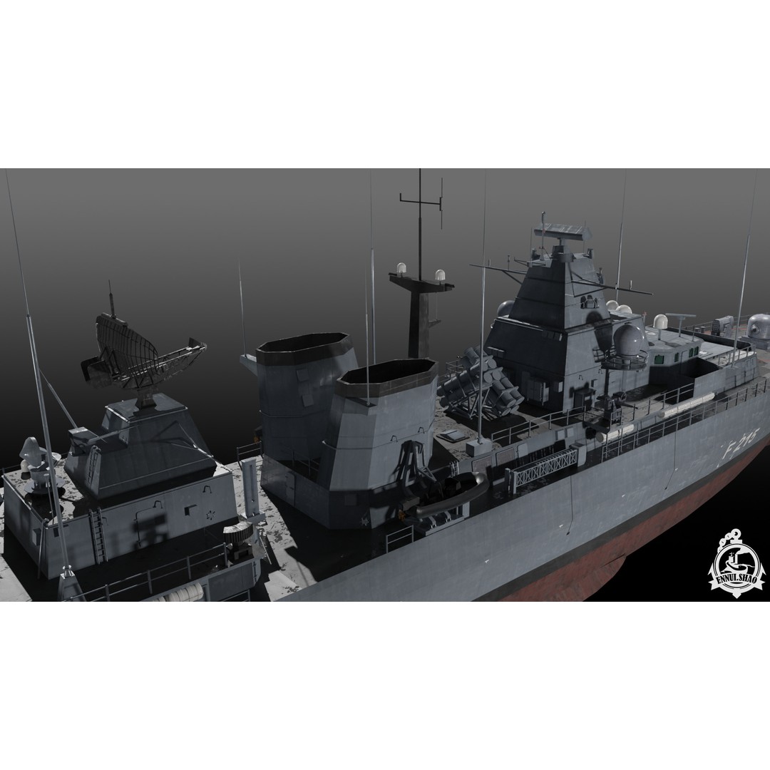 Brandenburg Class Frigate 3D Model – Low Poly Game Ready, FBX, OBJ - View 11