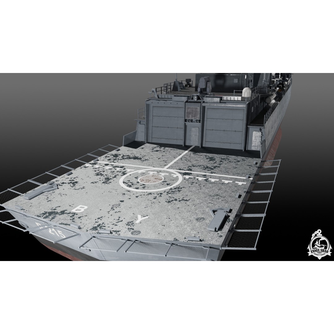 Brandenburg Class Frigate 3D Model – Low Poly Game Ready, FBX, OBJ - View 12
