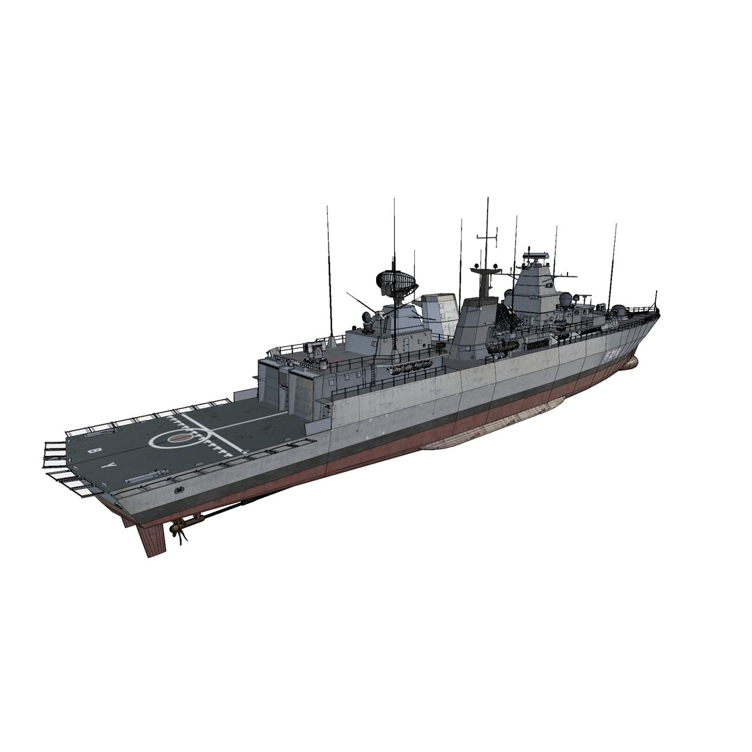 Brandenburg Class Frigate 3D Model – Low Poly Game Ready, FBX, OBJ - View 13