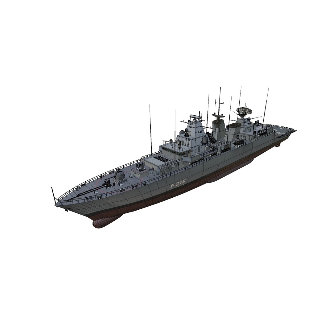 Brandenburg Class Frigate 3D Model – Low Poly Game Ready, FBX, OBJ - View 14