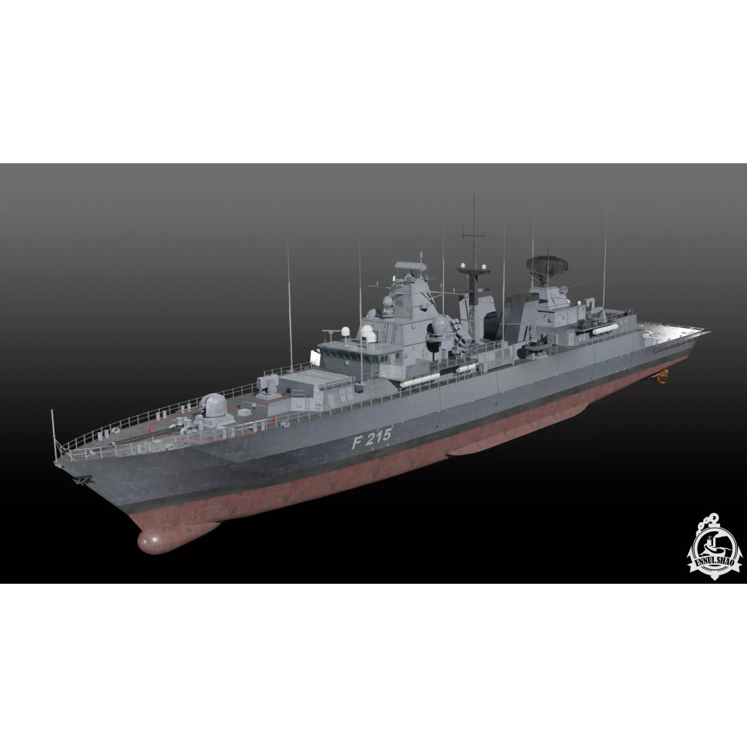 Brandenburg Class Frigate 3D Model – Low Poly Game Ready, FBX, OBJ - View 2