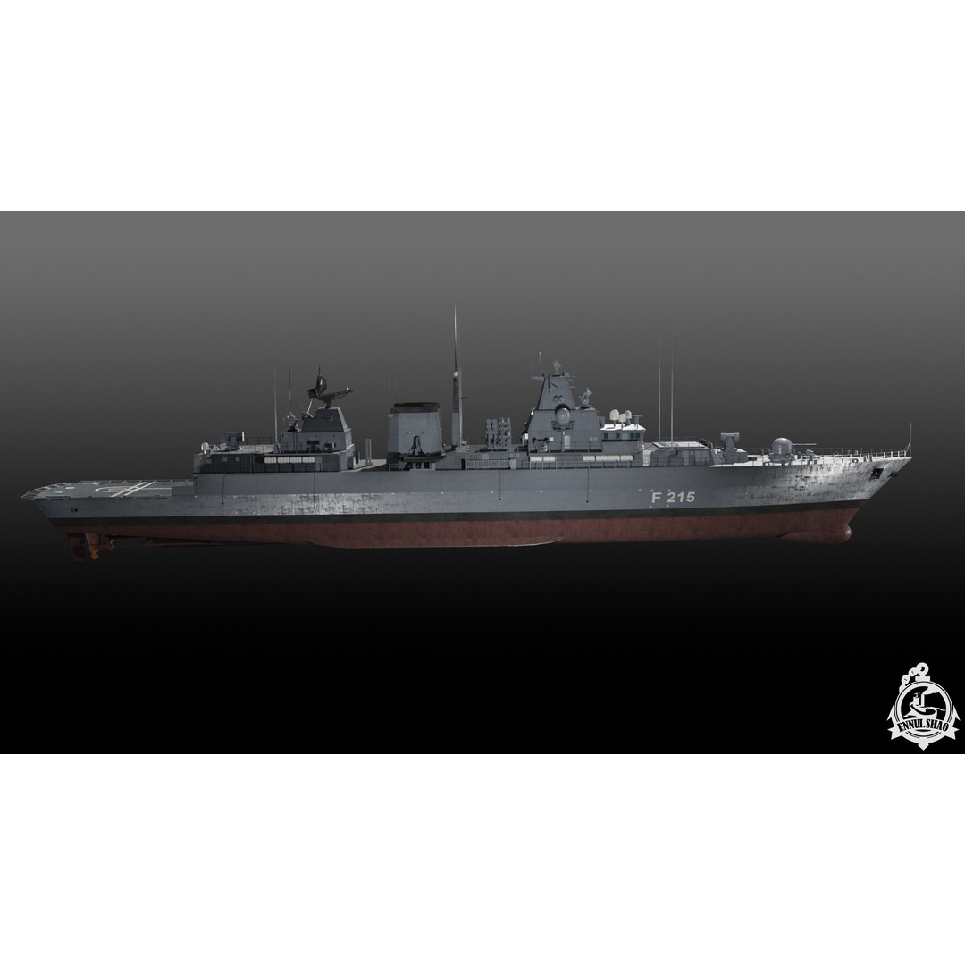 Brandenburg Class Frigate 3D Model – Low Poly Game Ready, FBX, OBJ - View 4