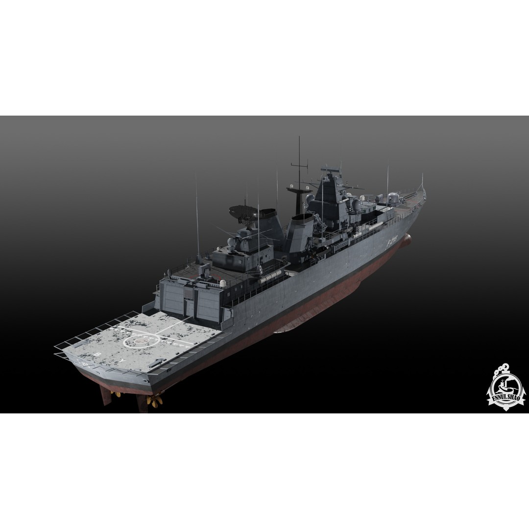 Brandenburg Class Frigate 3D Model – Low Poly Game Ready, FBX, OBJ - View 5