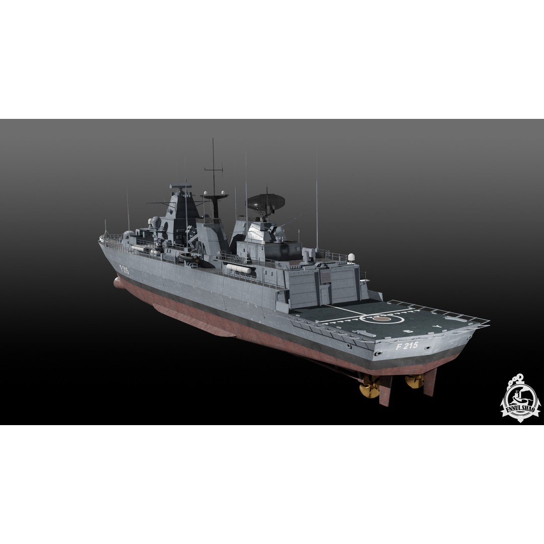 Brandenburg Class Frigate 3D Model – Low Poly Game Ready, FBX, OBJ - View 6