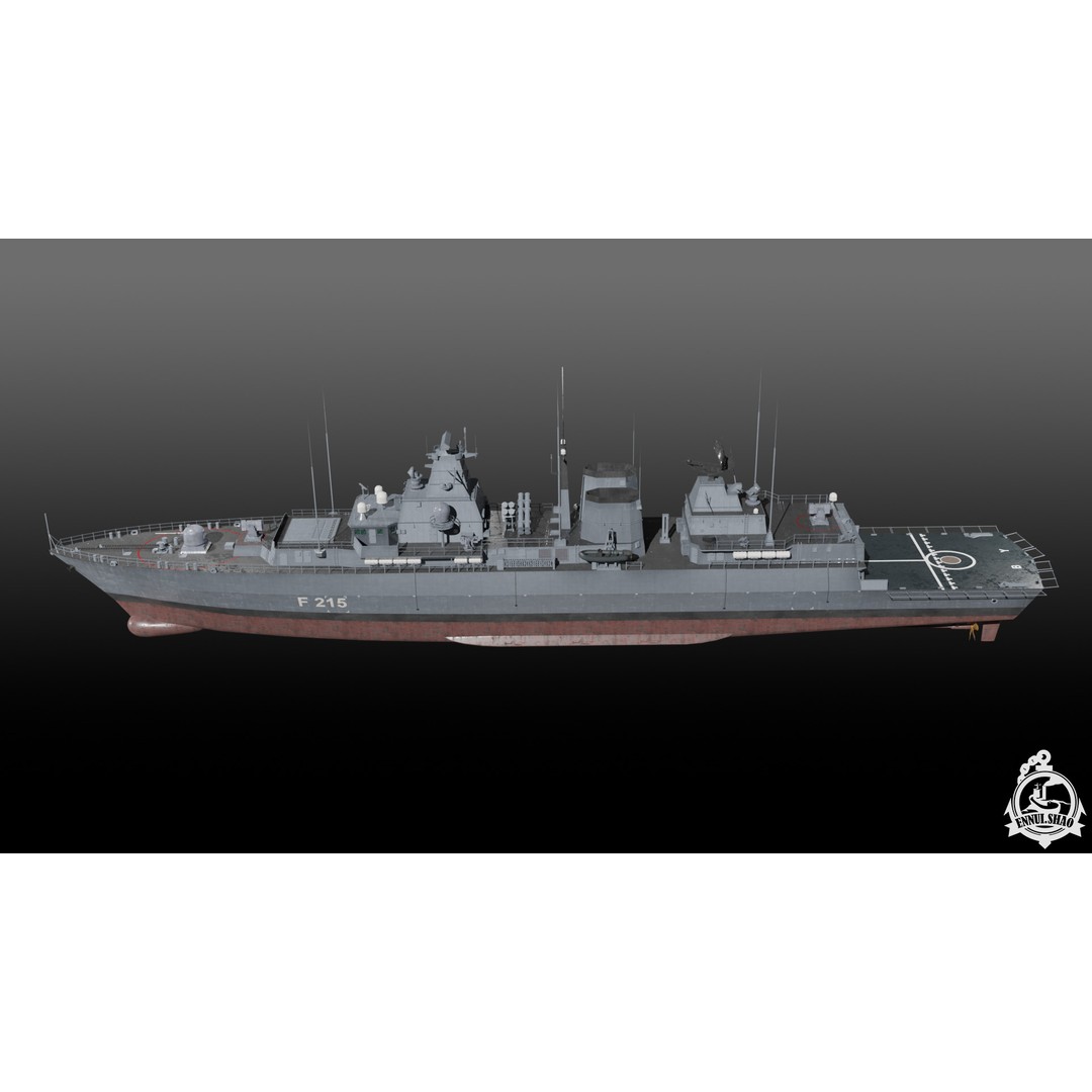 Brandenburg Class Frigate 3D Model – Low Poly Game Ready, FBX, OBJ - View 7