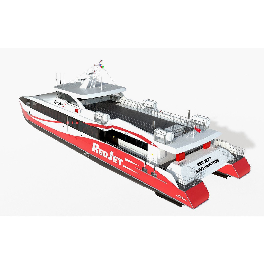 Passenger Ferry 3D Model – High Speed Catamaran, FBX, OBJ - View 10
