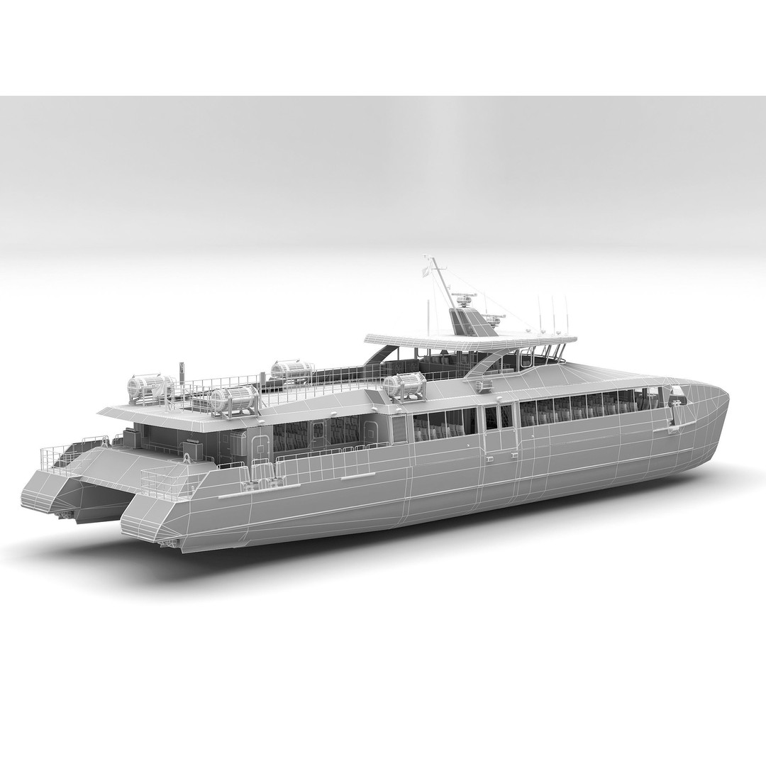 Passenger Ferry 3D Model – High Speed Catamaran, FBX, OBJ - View 11