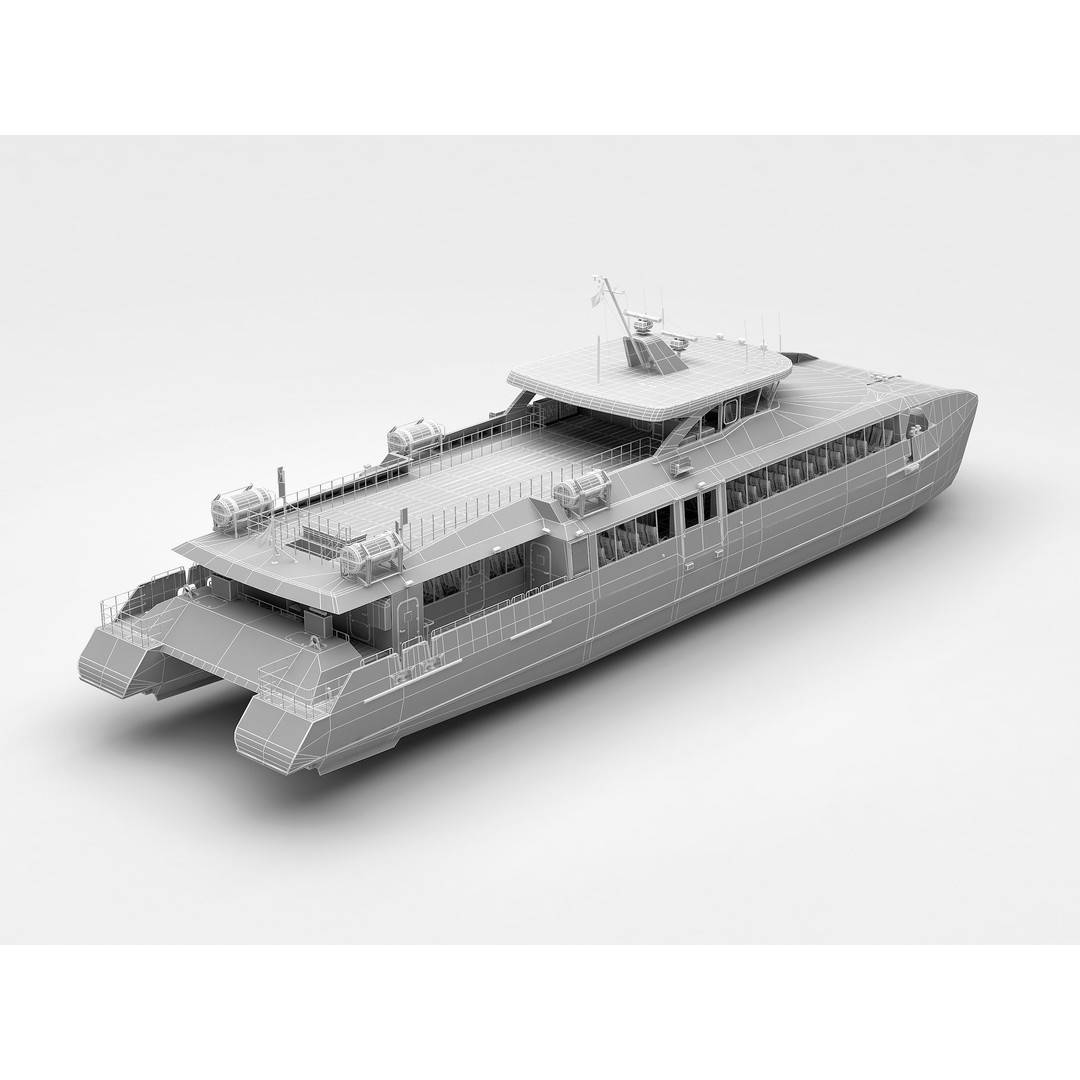 Passenger Ferry 3D Model – High Speed Catamaran, FBX, OBJ - View 12