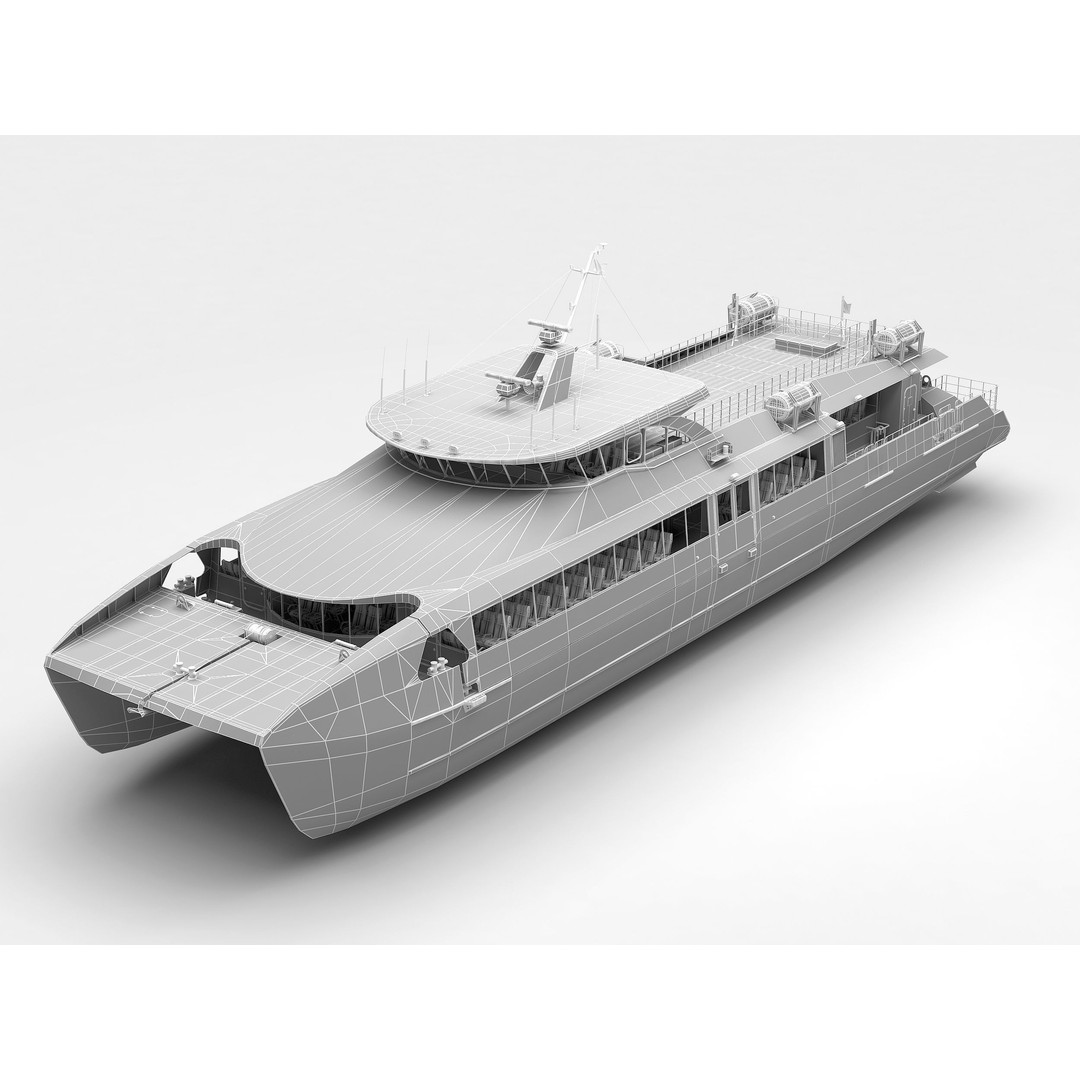 Passenger Ferry 3D Model – High Speed Catamaran, FBX, OBJ - View 13