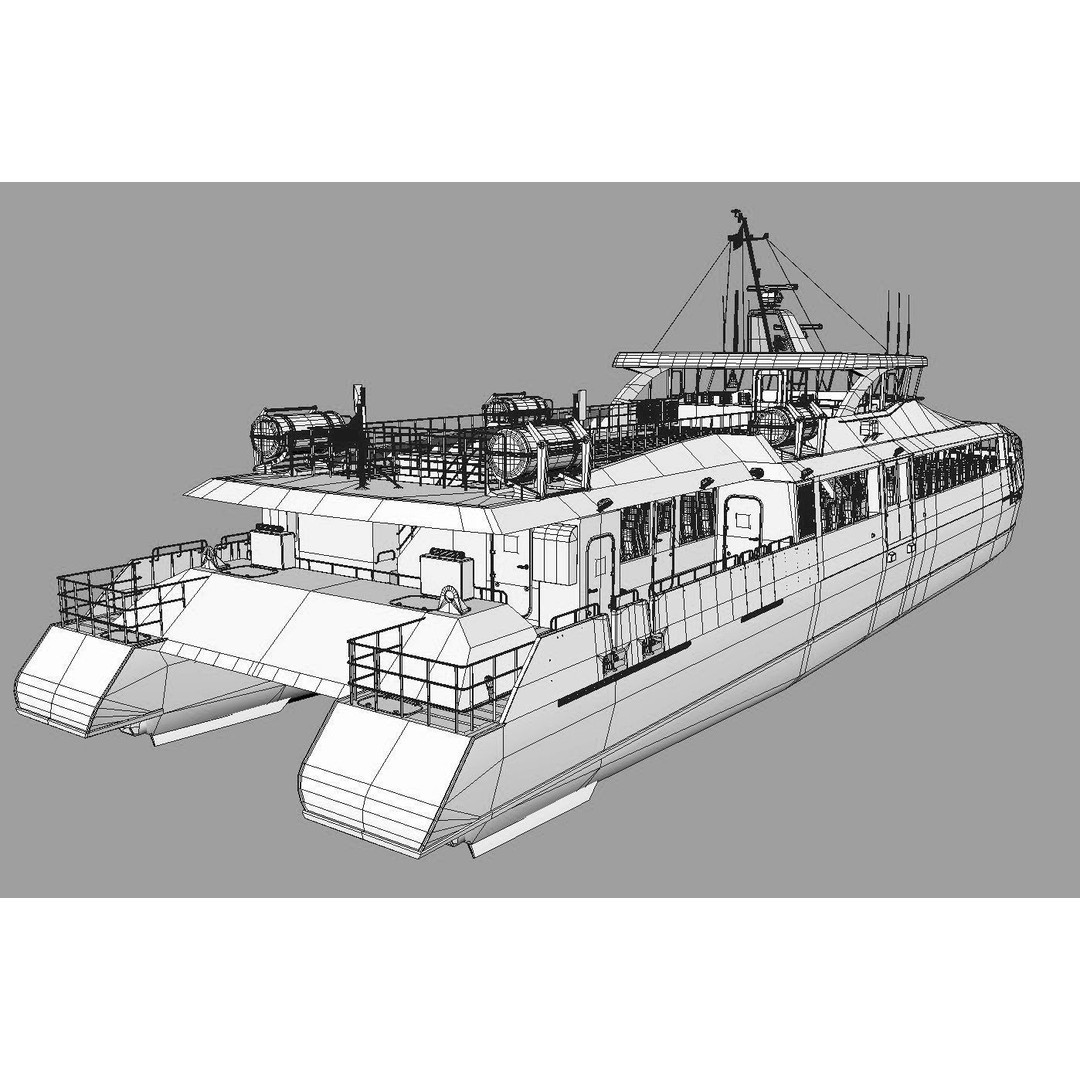 Passenger Ferry 3D Model – High Speed Catamaran, FBX, OBJ - View 14