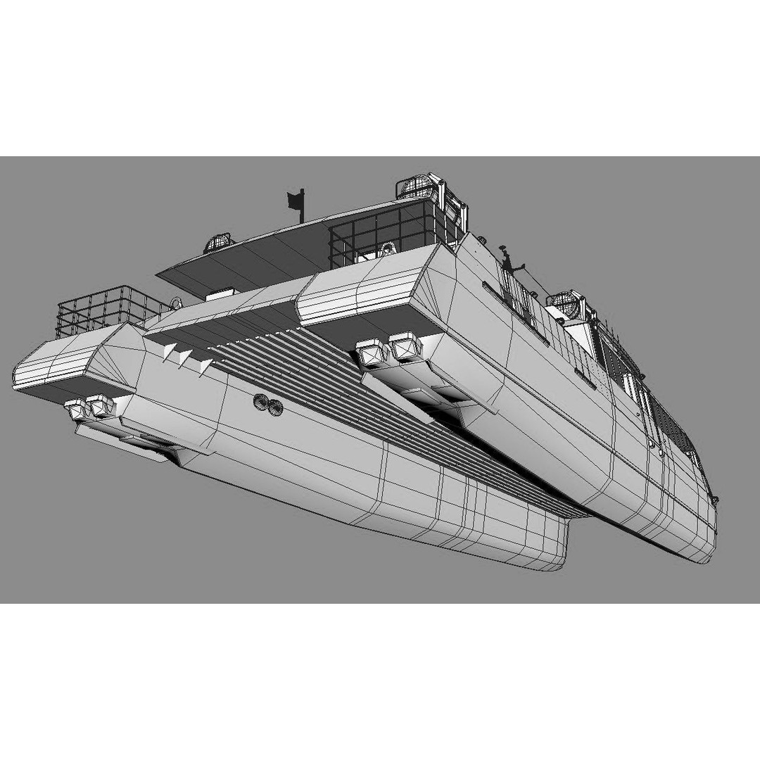 Passenger Ferry 3D Model – High Speed Catamaran, FBX, OBJ - View 15