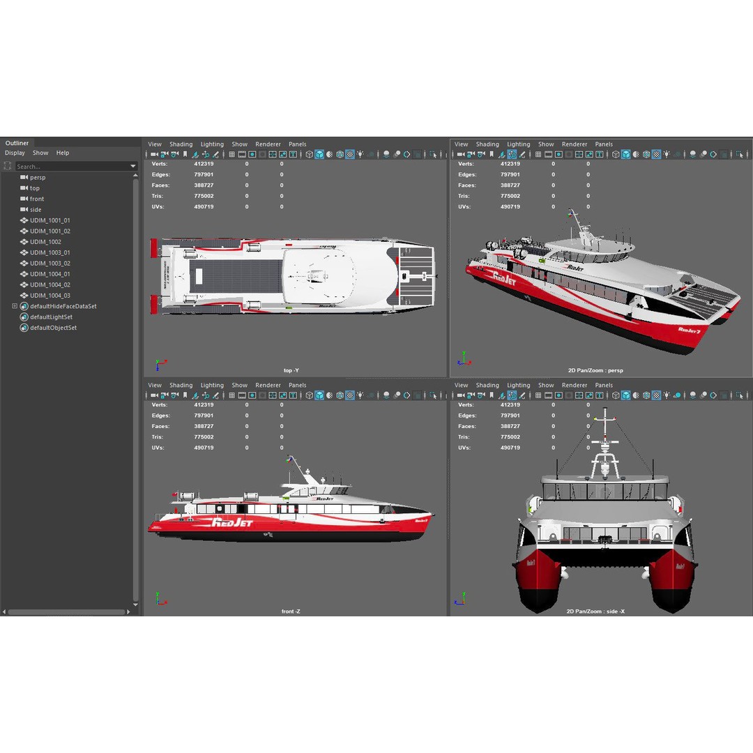Passenger Ferry 3D Model – High Speed Catamaran, FBX, OBJ - View 17