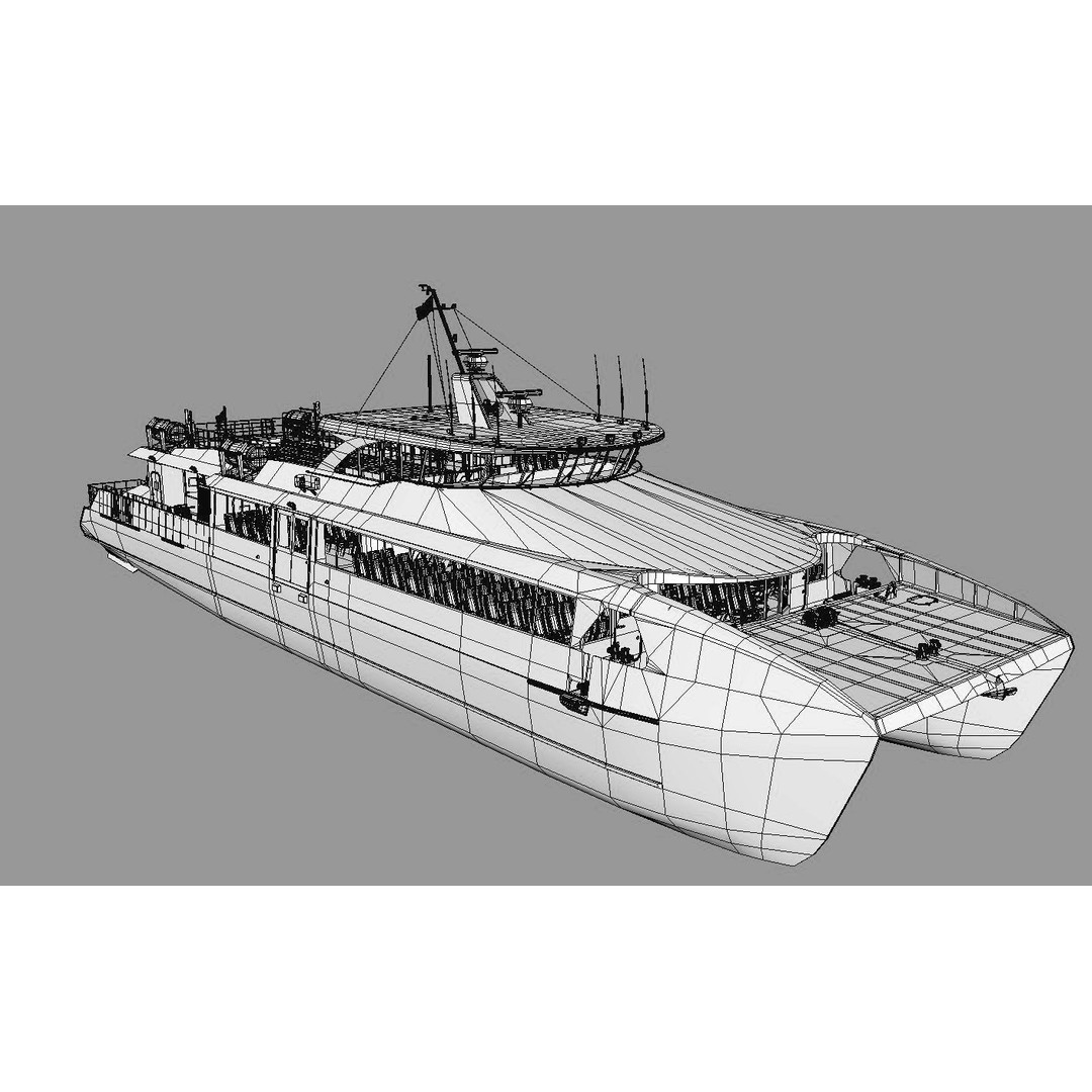 Passenger Ferry 3D Model – High Speed Catamaran, FBX, OBJ - View 18