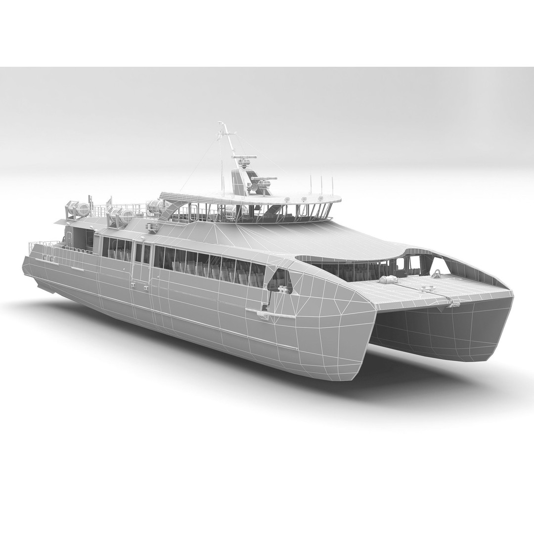 Passenger Ferry 3D Model – High Speed Catamaran, FBX, OBJ - View 3