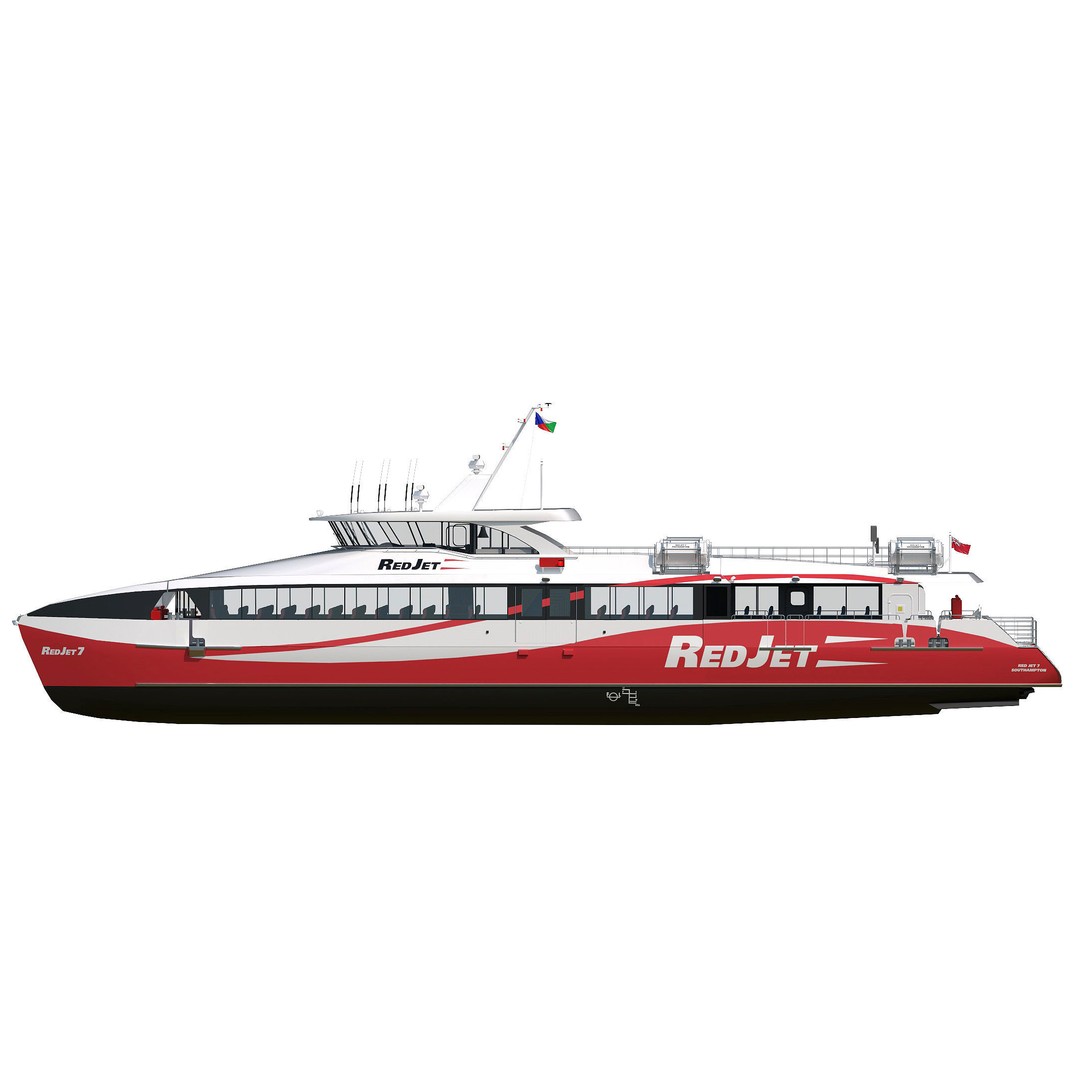 Passenger Ferry 3D Model – High Speed Catamaran, FBX, OBJ - View 5