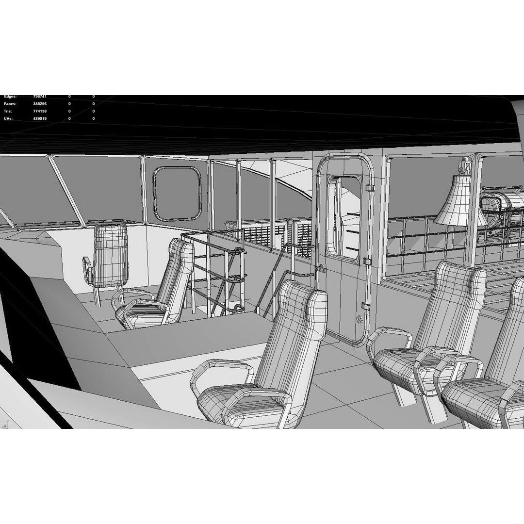 Passenger Ferry 3D Model – High Speed Catamaran, FBX, OBJ - View 6