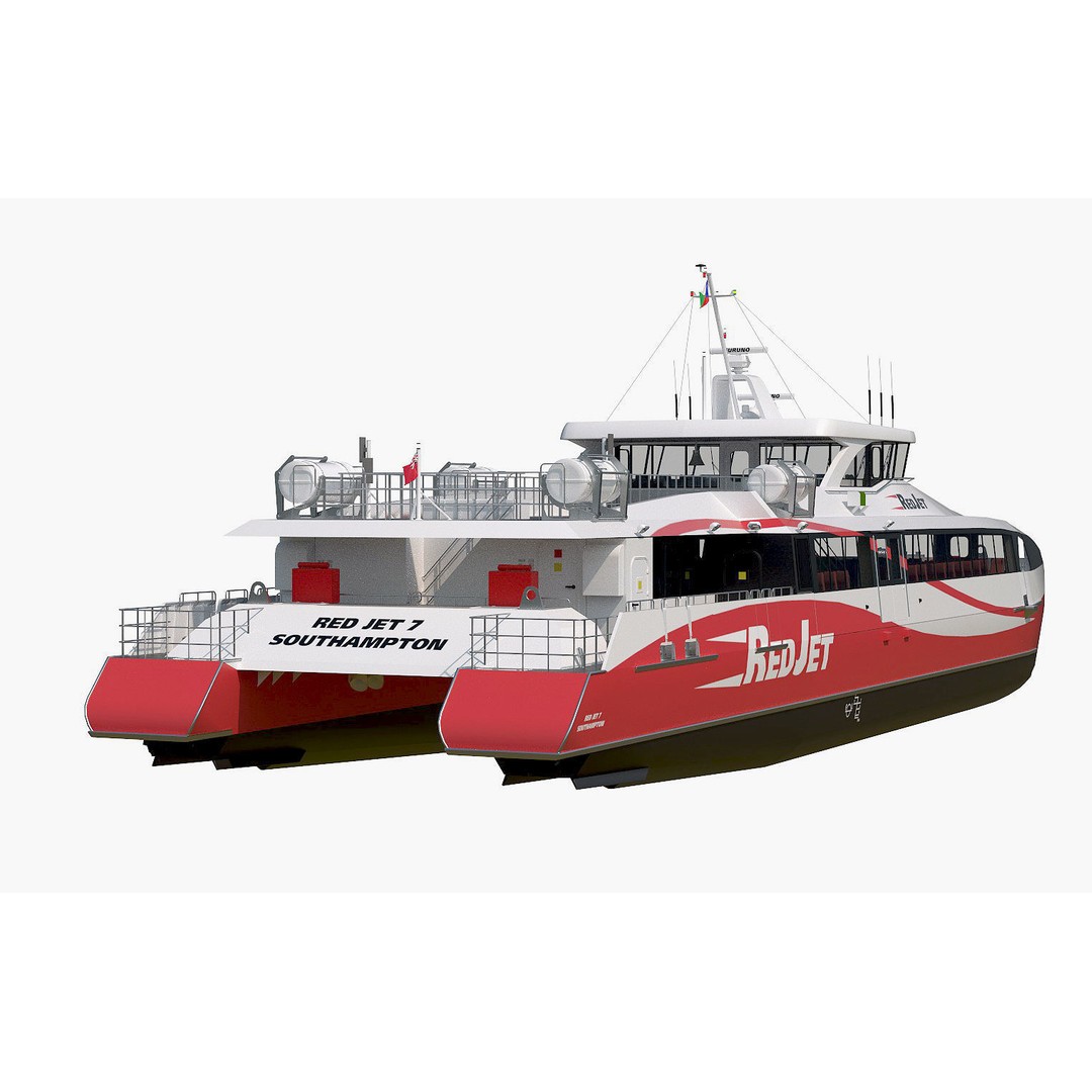 Passenger Ferry 3D Model – High Speed Catamaran, FBX, OBJ - View 9