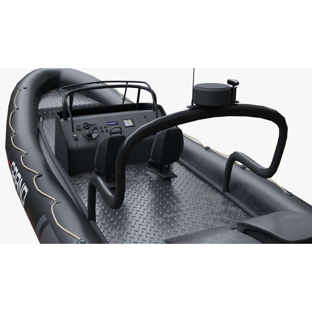 Motor Inflatable Dinghy 3D Model – Low Poly PBR Asset, Blender, FBX, OBJ - View 11