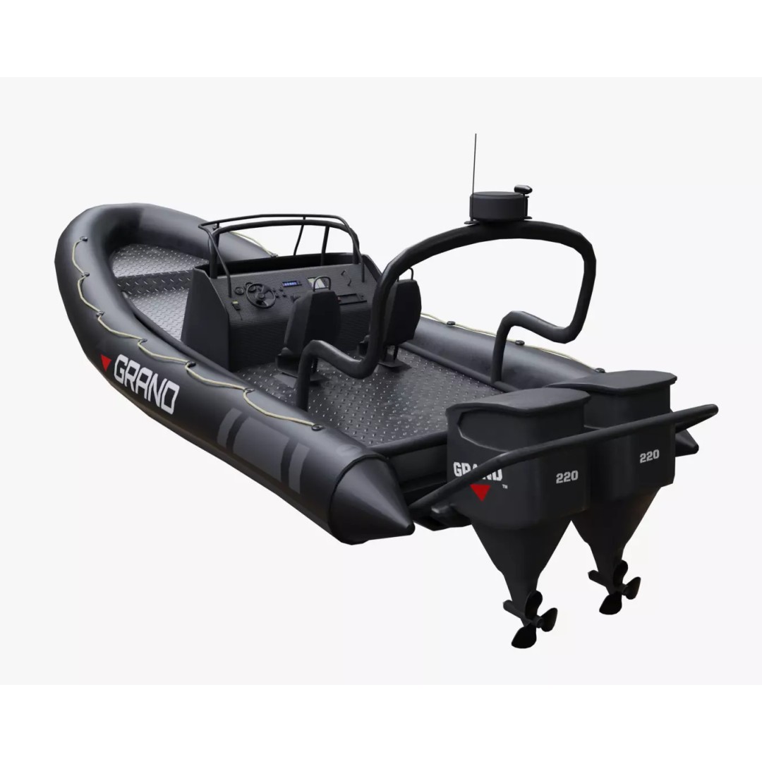 Motor Inflatable Dinghy 3D Model – Low Poly PBR Asset, Blender, FBX, OBJ - View 2