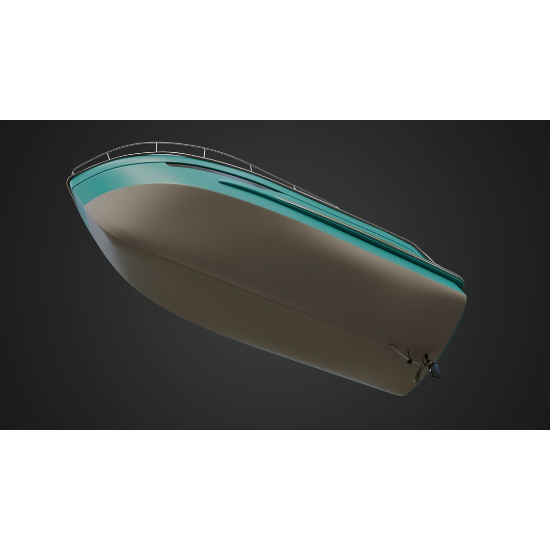 Cabin Cruiser 3D Model – Vibrant Turquoise PBR Watercraft, FBX - View 10