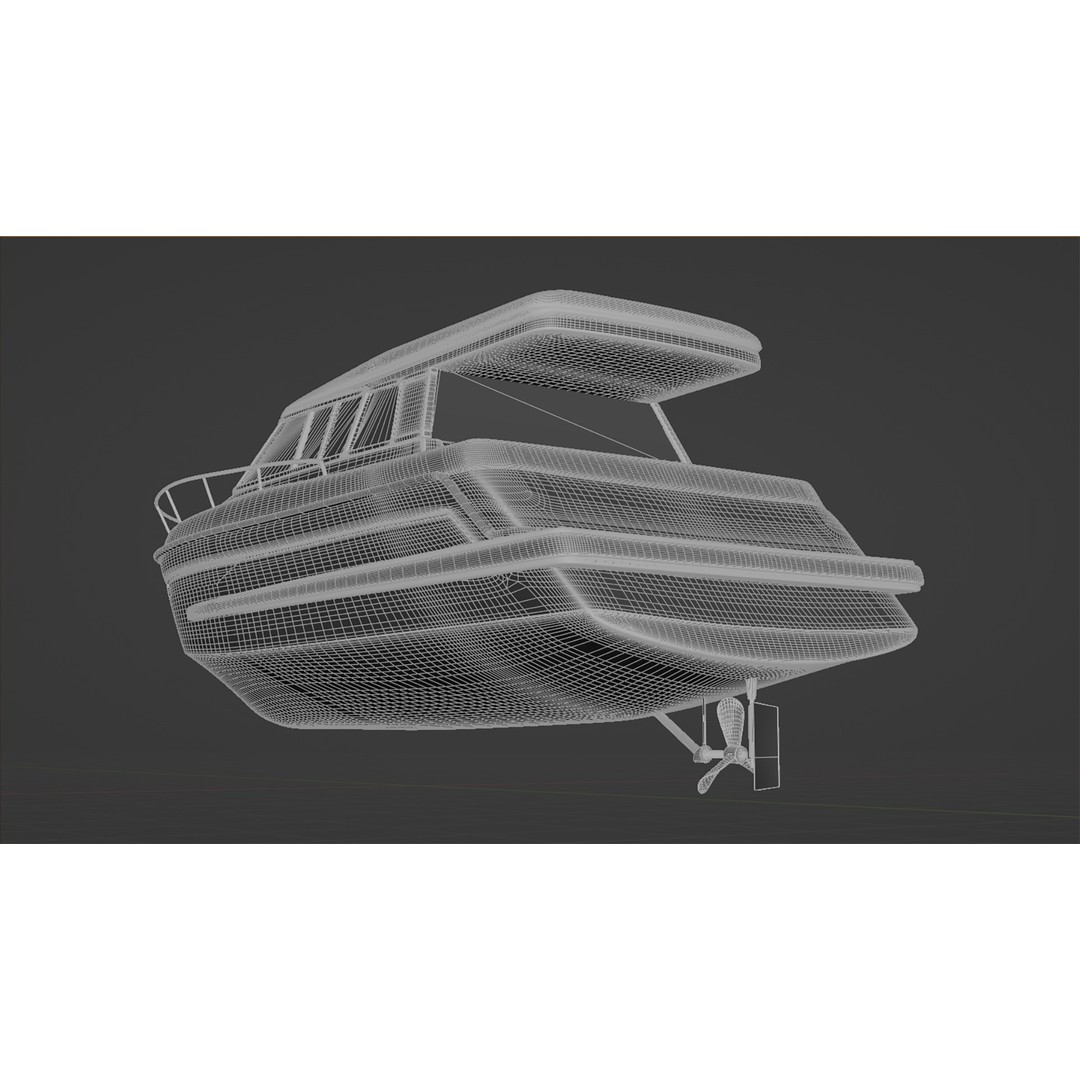 Cabin Cruiser 3D Model – Vibrant Turquoise PBR Watercraft, FBX - View 15