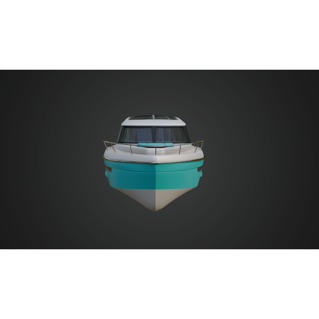 Cabin Cruiser 3D Model – Vibrant Turquoise PBR Watercraft, FBX - View 9