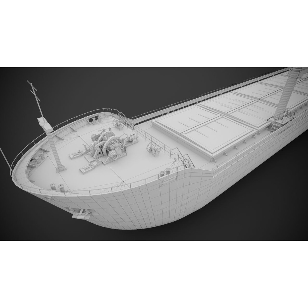 Bulk Carrier 3D Model – PBR Industrial Vessel, FBX