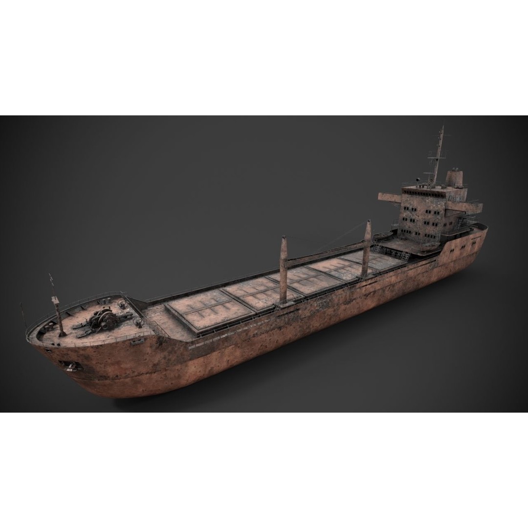 Bulk Carrier 3D Model – PBR Industrial Vessel, FBX - View 10