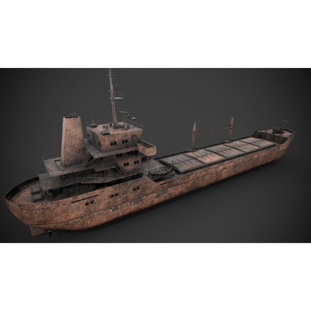 Bulk Carrier 3D Model – PBR Industrial Vessel, FBX - View 12